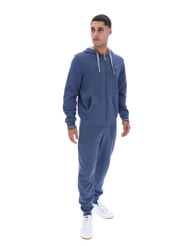 Felpa con cappuccio e zip Tenconi in stile vintage indaco