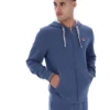 Felpa con cappuccio e zip Tenconi in stile vintage indaco