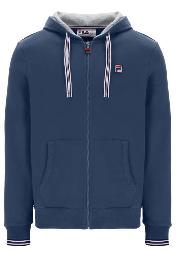 Felpa con cappuccio e zip Tenconi in stile vintage indaco