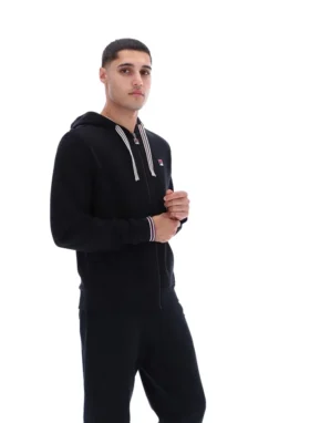 Felpa con cappuccio e zip Tenconi nera
