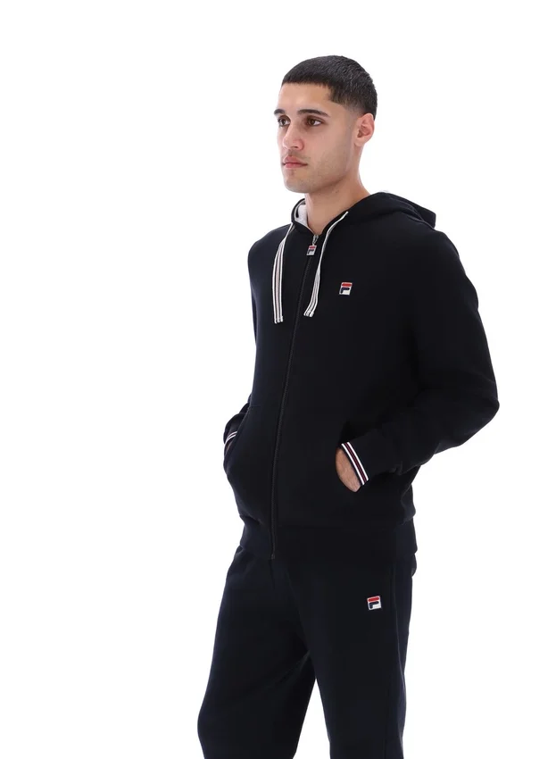 Felpa con cappuccio e zip Tenconi nera