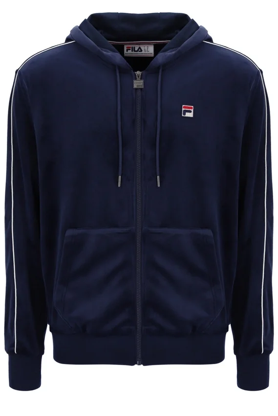 Felpa con cappuccio Fila Italo in velluto blu navy