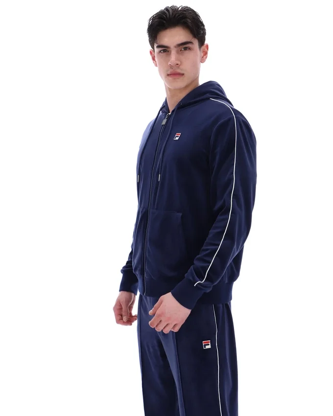 Felpa con cappuccio Fila Italo in velluto blu navy