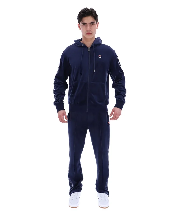 Felpa con cappuccio Fila Italo in velluto blu navy