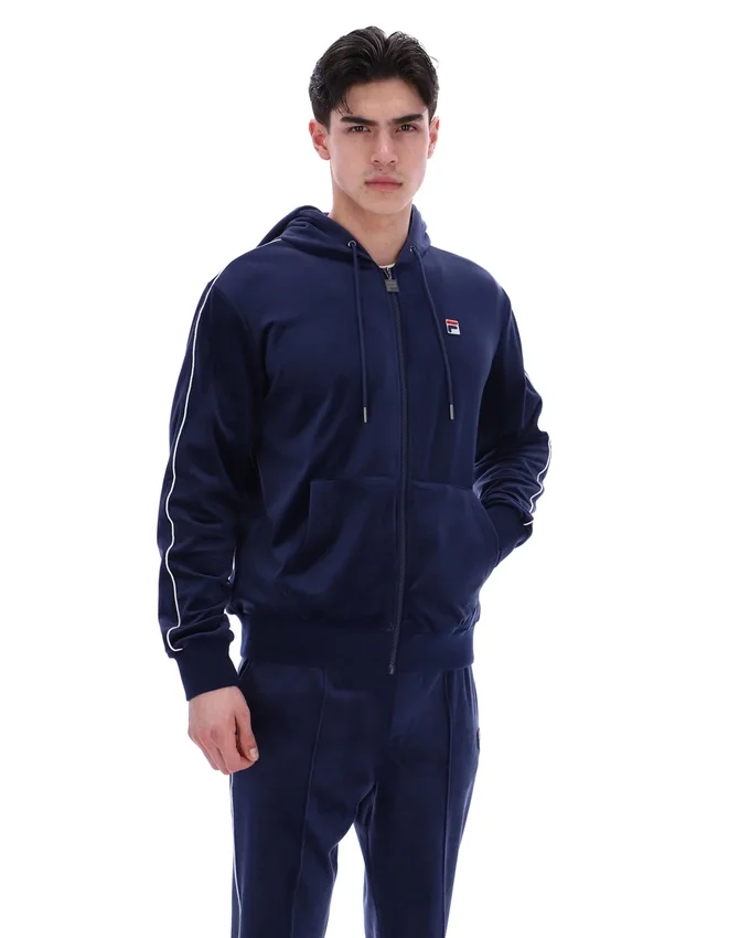Felpa con cappuccio Fila Italo in velluto blu navy