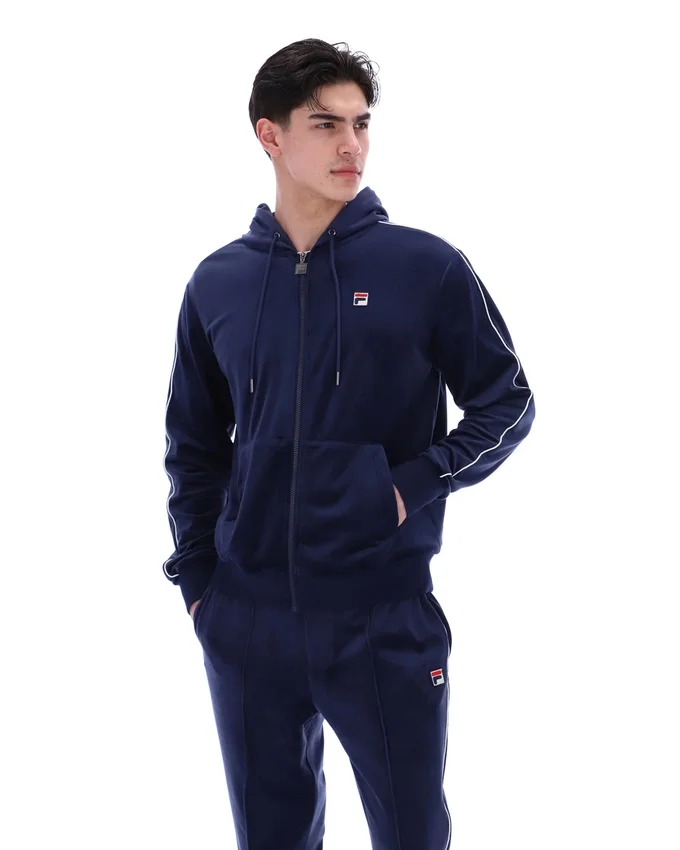 Felpa con cappuccio Fila Italo in velluto blu navy