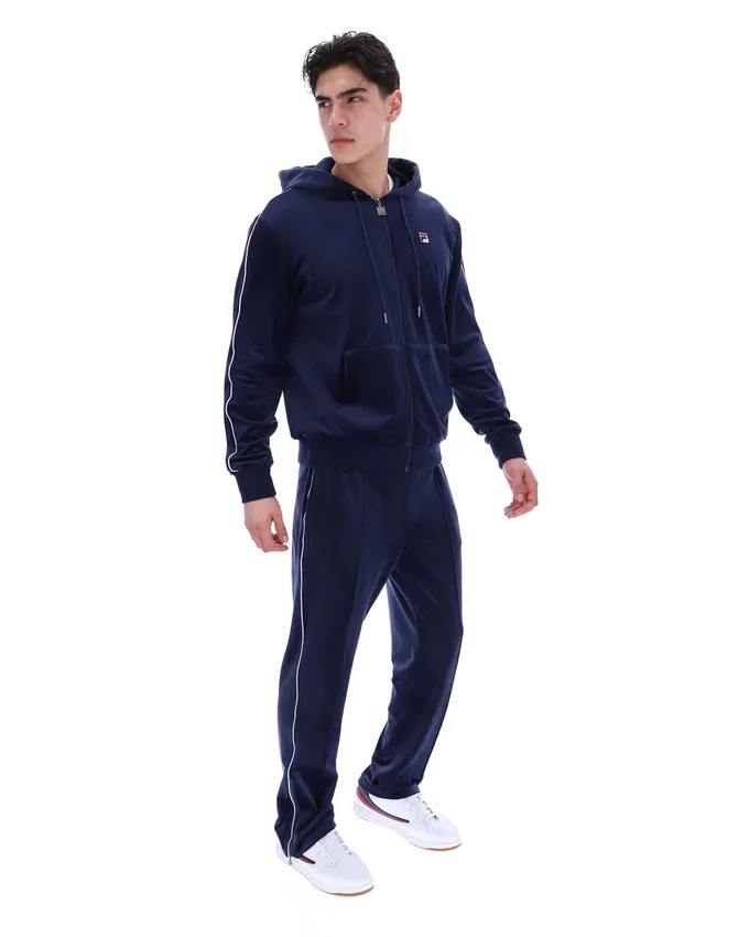 Felpa con cappuccio Fila Italo in velluto blu navy