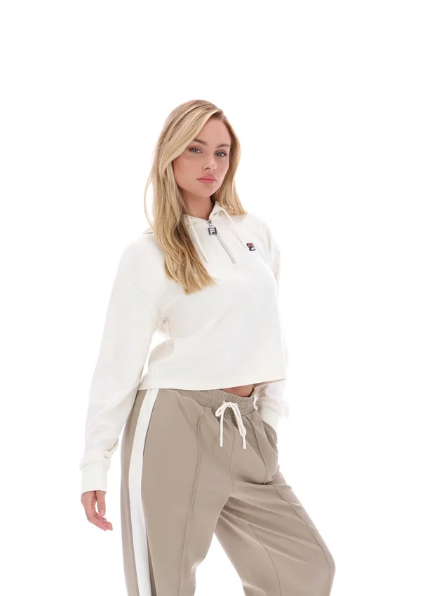 Felpa con cappuccio Gardenia Fiorella con zip a 1/4