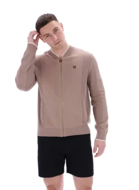 Felpa da allenamento Ferguson a maglia aperta con inserti in punto traforato color Mocha Meringue