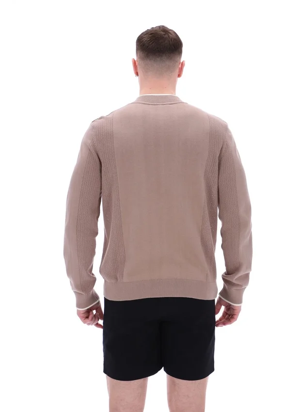 Felpa da allenamento Ferguson a maglia aperta con inserti in punto traforato color Mocha Meringue