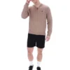 Felpa da allenamento Ferguson a maglia aperta con inserti in punto traforato color Mocha Meringue
