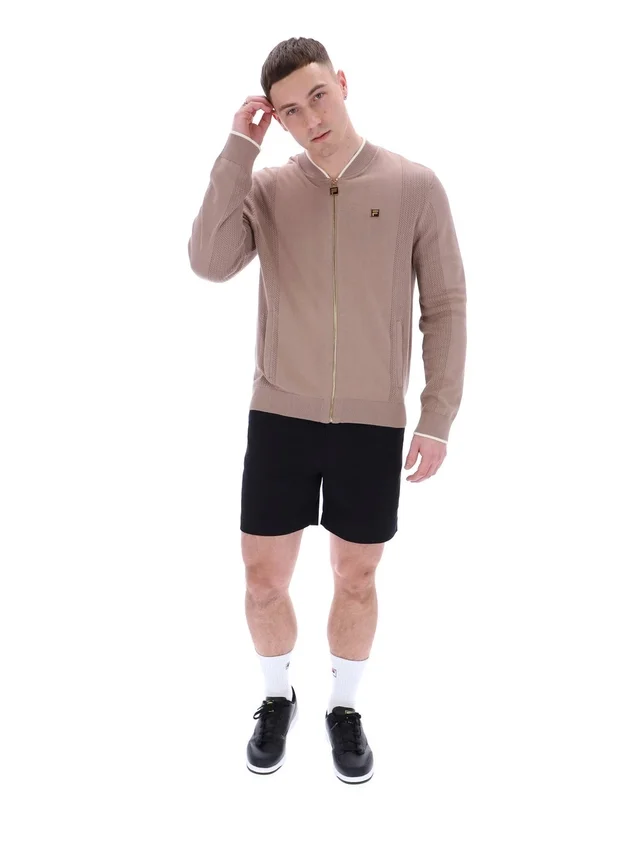 Felpa da allenamento Ferguson a maglia aperta con inserti in punto traforato color Mocha Meringue