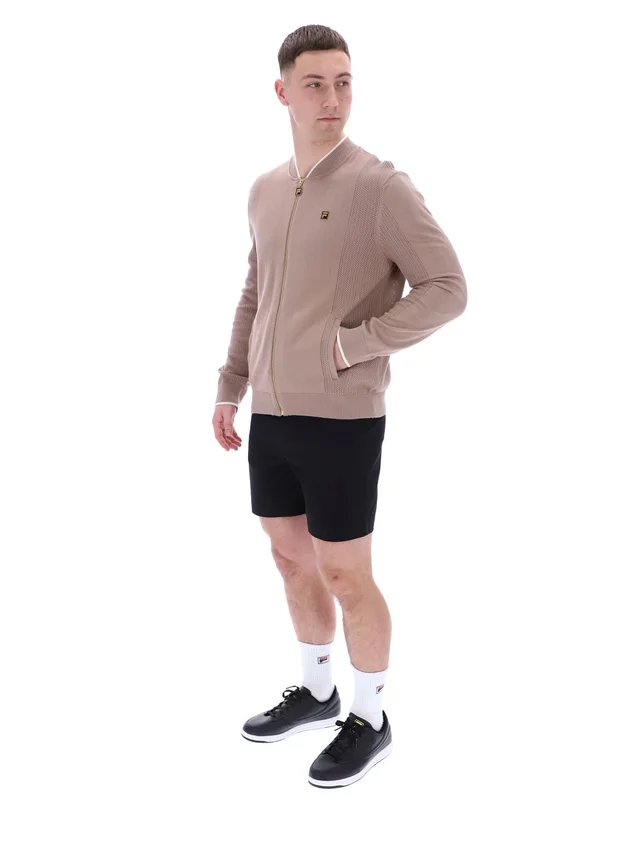 Felpa da allenamento Ferguson a maglia aperta con inserti in punto traforato color Mocha Meringue