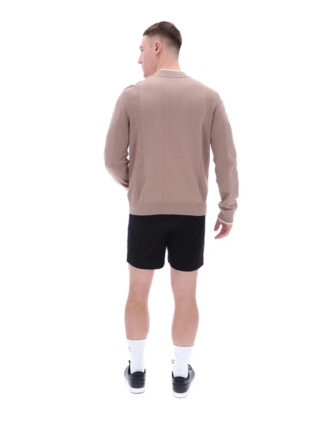 Felpa da allenamento Ferguson a maglia aperta con inserti in punto traforato color Mocha Meringue