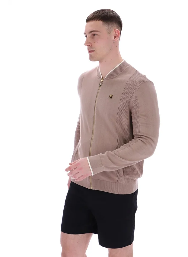 Felpa da allenamento Ferguson a maglia aperta con inserti in punto traforato color Mocha Meringue