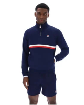Felpa Fila Rolando con collo a zip 1/4 in blu navy
