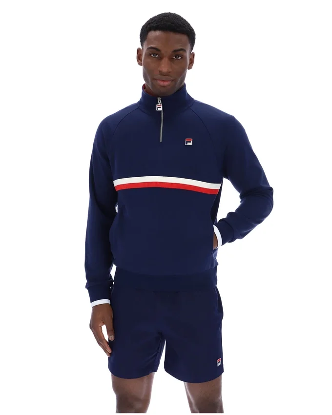 Felpa Fila Rolando con collo a zip 1/4 in blu navy