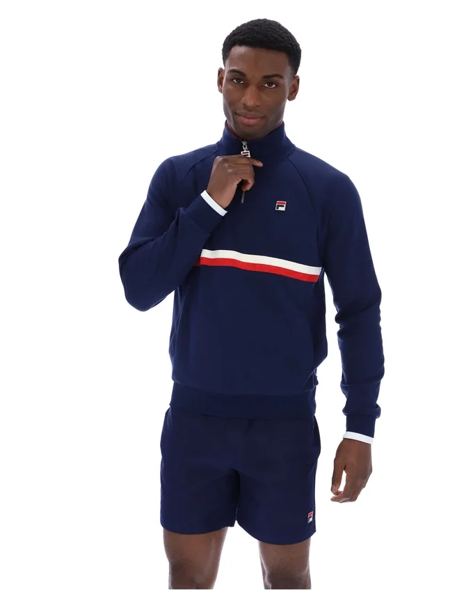 Felpa Fila Rolando con collo a zip 1/4 in blu navy