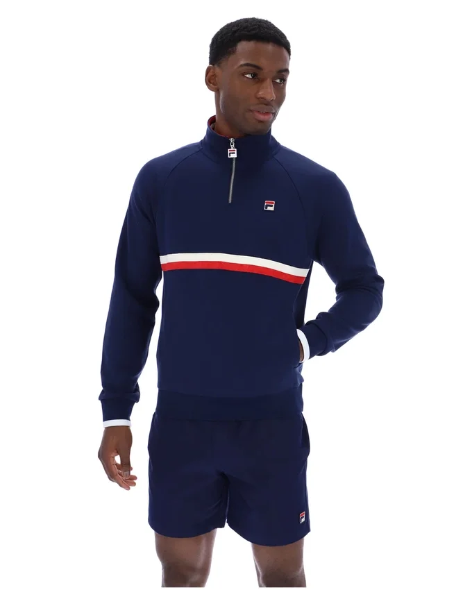 Felpa Fila Rolando con collo a zip 1/4 in blu navy