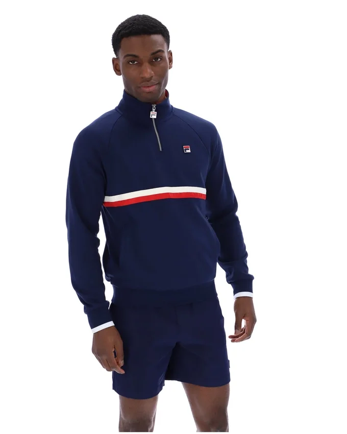 Felpa Fila Rolando con collo a zip 1/4 in blu navy