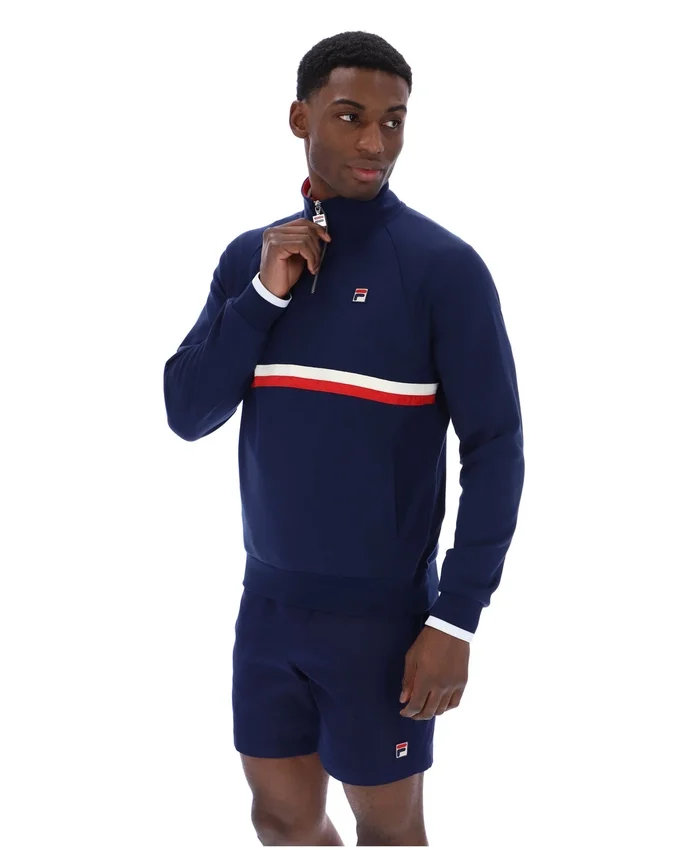 Felpa Fila Rolando con collo a zip 1/4 in blu navy