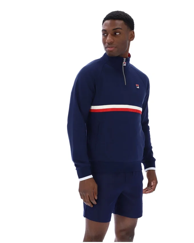 Felpa Fila Rolando con collo a zip 1/4 in blu navy