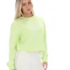 Felpa Jorie Wide a girocollo in Shadow Lime