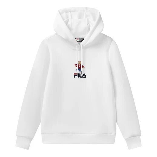 Felpa sportiva a maniche lunghe con cappuccio, bianca