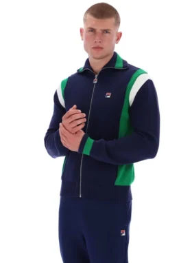 Felpa sportiva in maglia Fila Navy Cortez con blocchi di colore