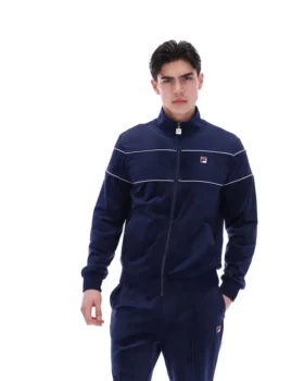 Felpa sportiva in velluto Fila Vittorio blu navy