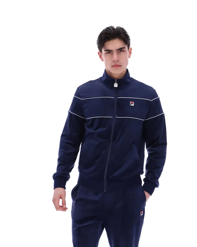 Felpa sportiva in velluto Fila Vittorio blu navy