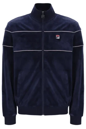 Felpa sportiva in velluto Fila Vittorio blu navy