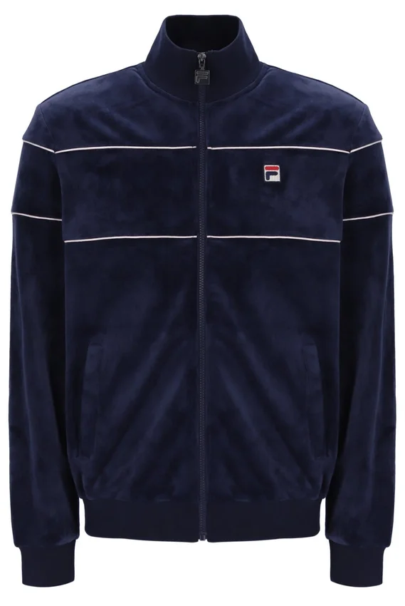 Felpa sportiva in velluto Fila Vittorio blu navy