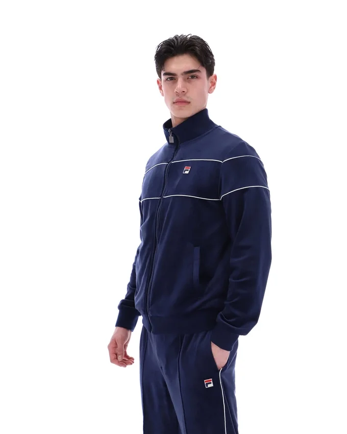 Felpa sportiva in velluto Fila Vittorio blu navy