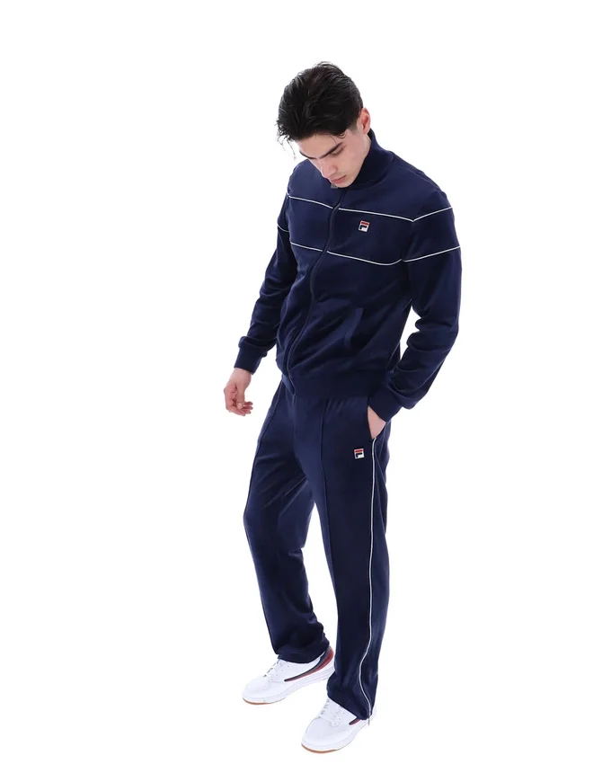 Felpa sportiva in velluto Fila Vittorio blu navy