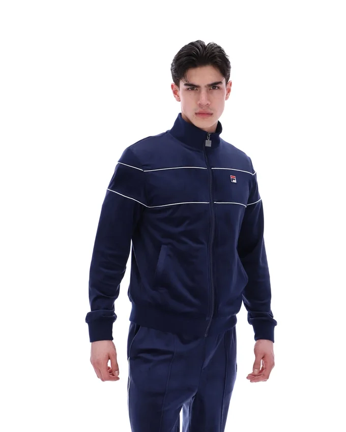 Felpa sportiva in velluto Fila Vittorio blu navy