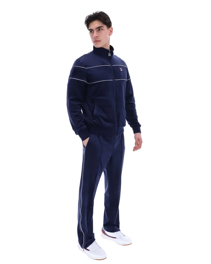 Felpa sportiva in velluto Fila Vittorio blu navy