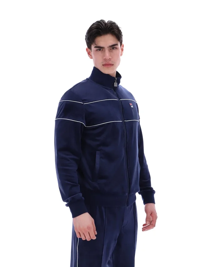 Felpa sportiva in velluto Fila Vittorio blu navy