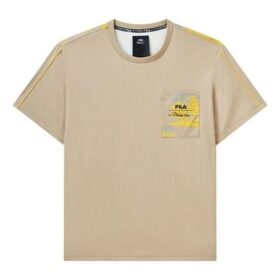 Fila x 3.1 Phillip Lim Maglia a maniche corte traspirante da uomo con logo stampato e tasca, girocollo, marrone