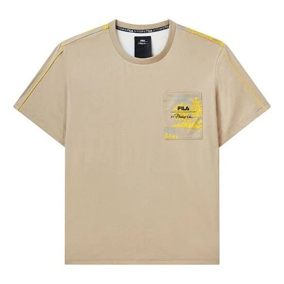 Fila x 3.1 Phillip Lim Maglia a maniche corte traspirante da uomo con logo stampato e tasca, girocollo, marrone
