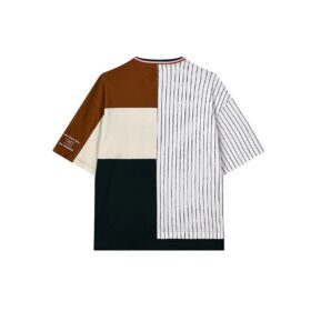 Fila x Mihara Yasuhiro / Maglietta a maniche corte, girocollo, ampia, con strisce incrociate e colori a contrasto