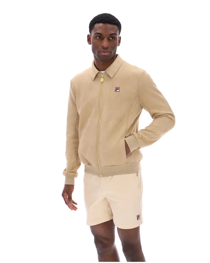 Giacca classica in pelle scamosciata Francesco beige
