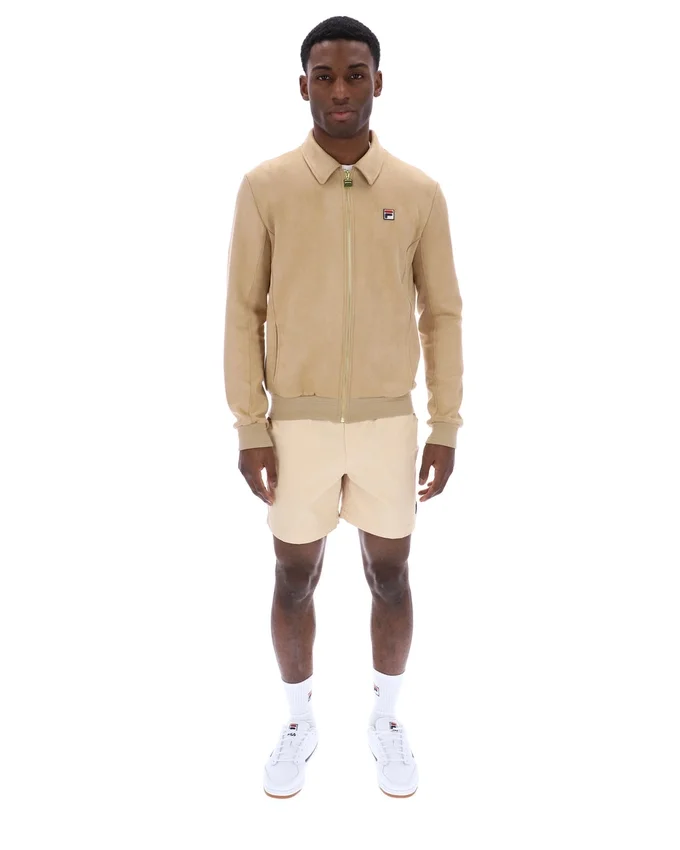 Giacca classica in pelle scamosciata Francesco beige
