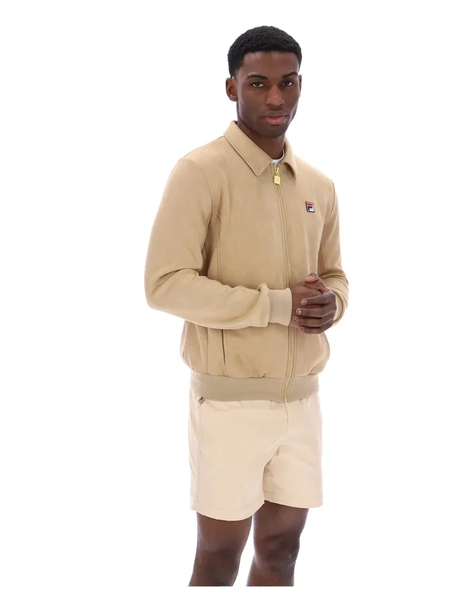 Giacca classica in pelle scamosciata Francesco beige