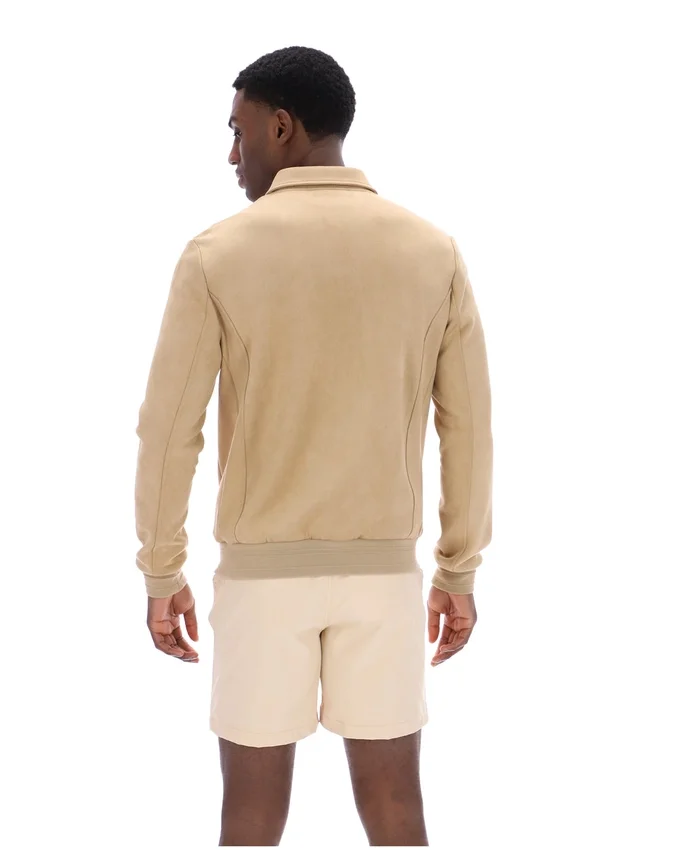 Giacca classica in pelle scamosciata Francesco beige