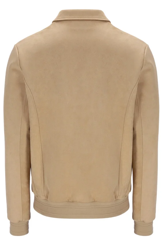 Giacca classica in pelle scamosciata Francesco beige