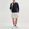 Giacca con cappuccio in maglia con logo ricamato, blu