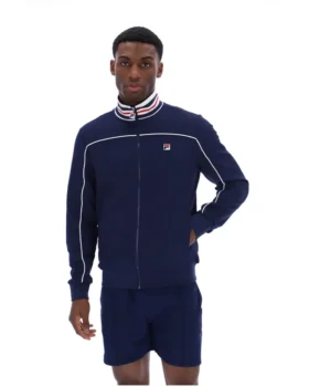 Giacca da tuta Fila Federico con collo a punta blu navy