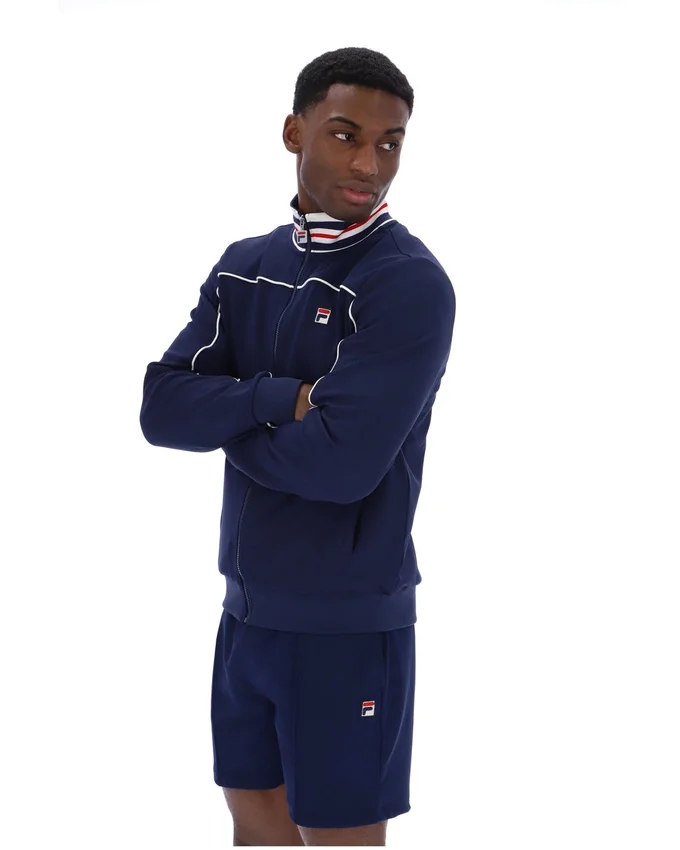 Giacca da tuta Fila Federico con collo a punta blu navy