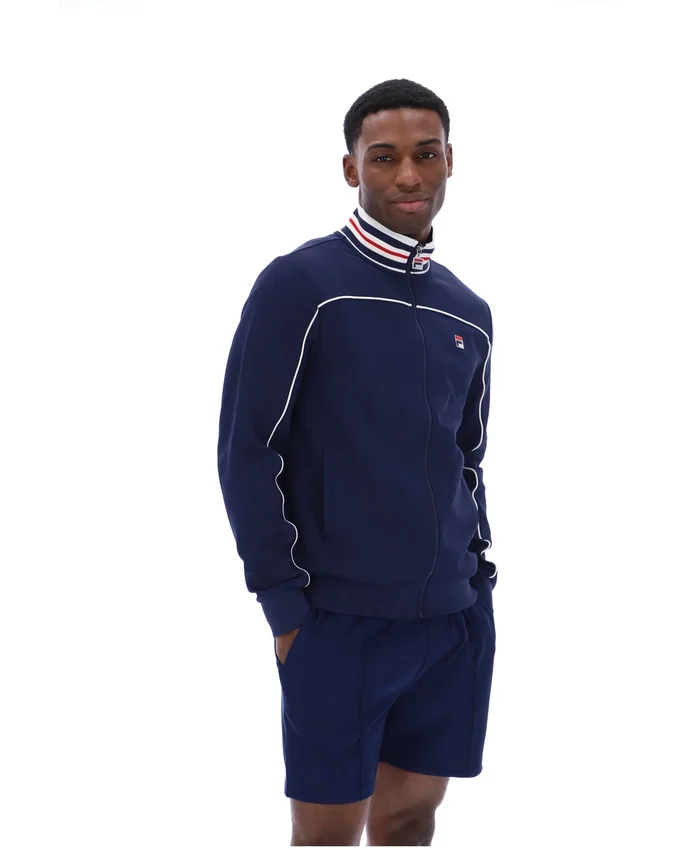 Giacca da tuta Fila Federico con collo a punta blu navy